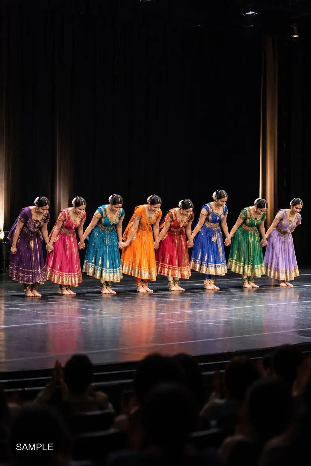 Dancers taking their final bow together at the end of the show