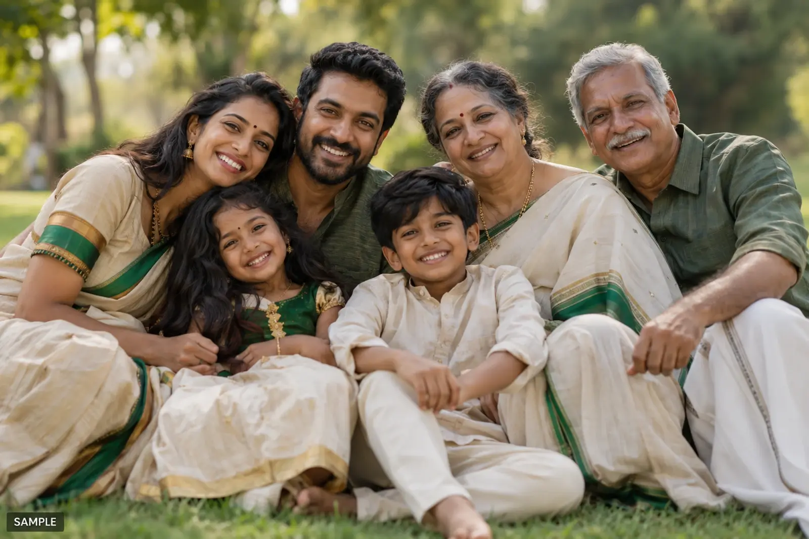 Wide portrait of a whole family together outdoors in Atlanta